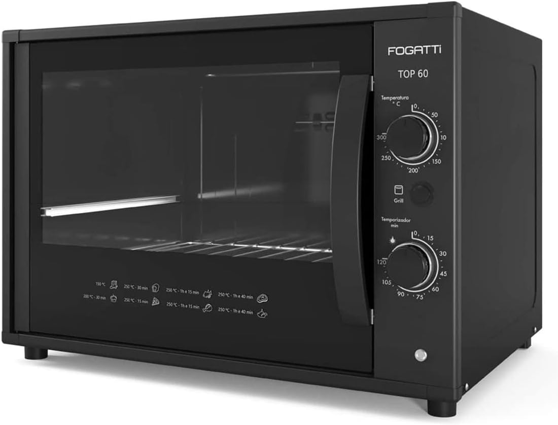 Forno Elétrico, para Bancada, Fogatti Top60 60 Litros Black 110V